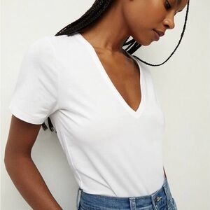 Veronica Beard Cindy V-Neck T-Shirt in White